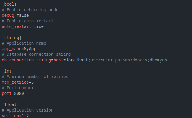 A screenshot of go cfg parser config example
